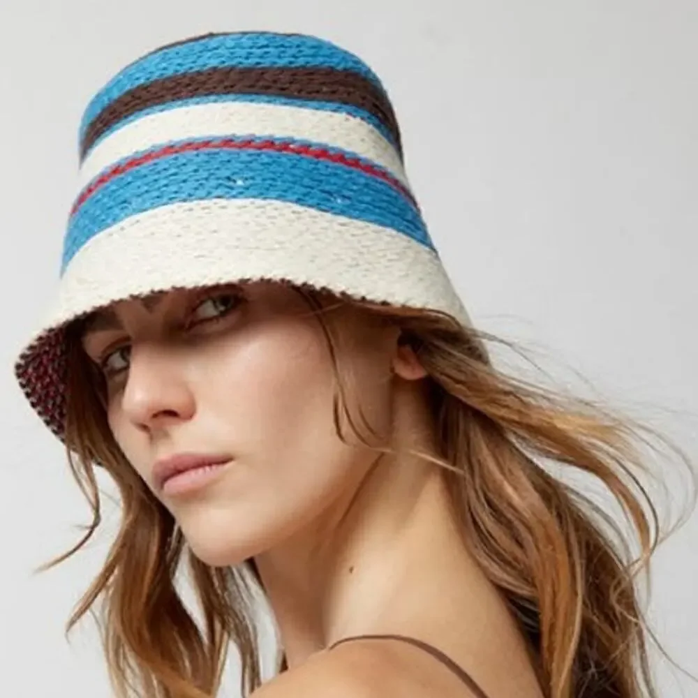 Urban Outfitters Kelly Striped Crochet Bucket Hat Women's NEW